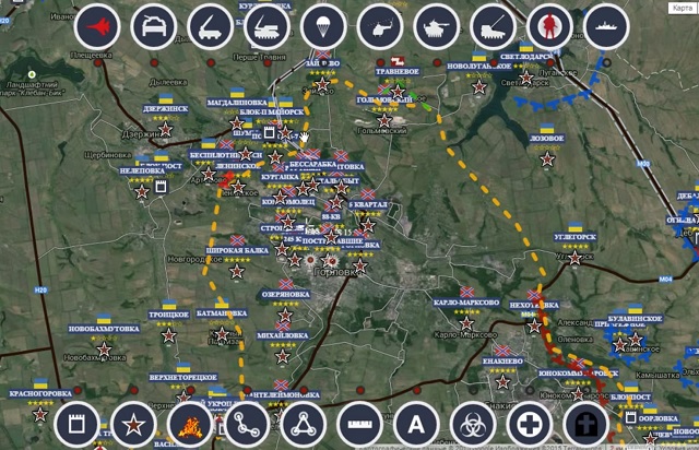 Обзор карты боевых действий в Новороссии 21.01.2015