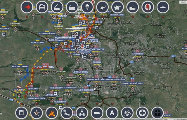 Обзор карты боевых действий в Новороссии 22.01.2015