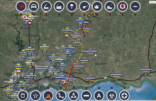 Обзор карты боевых действий в Новороссии 02.01.2015